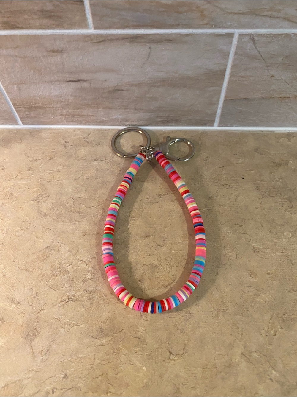 Multi-Color Beaded Wristlet Keychain